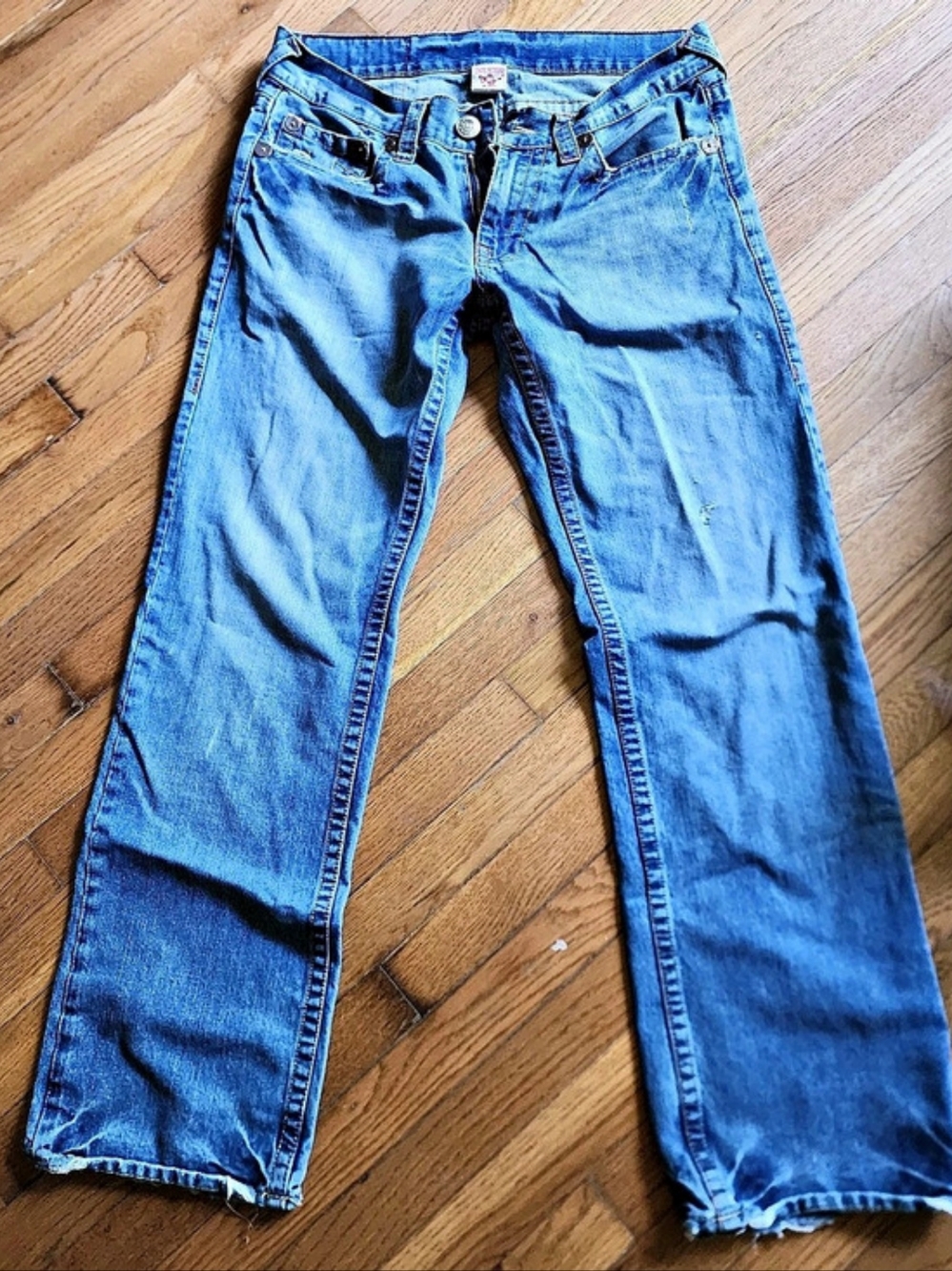 True Religion Bobby Straight Flap Jeans Relaxed Blue Waist 34